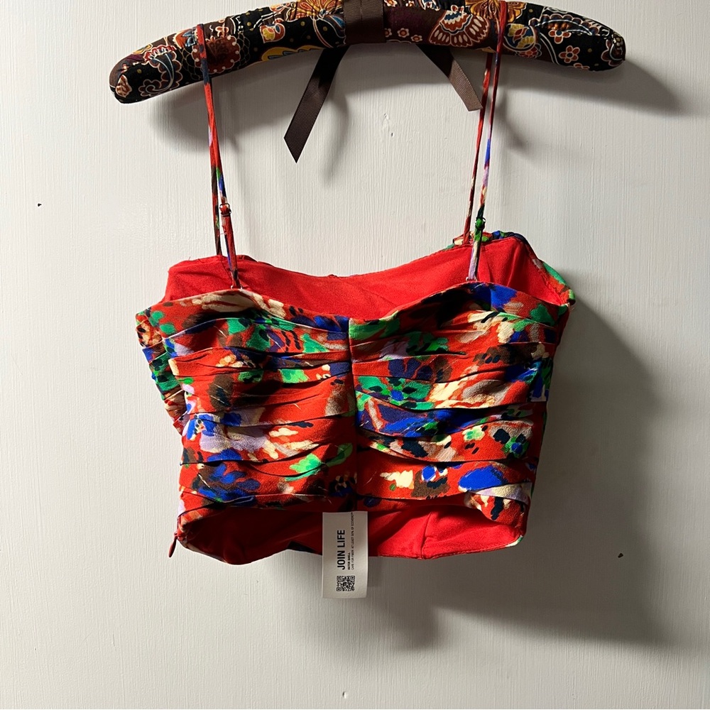 ZARA Ruffle Crop Top Corset Coquette Style - Picture 2 of 6